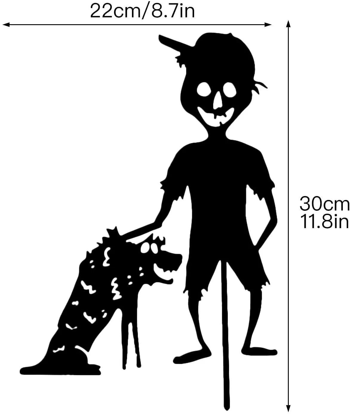 Halloween garden silhouette stake close-up design