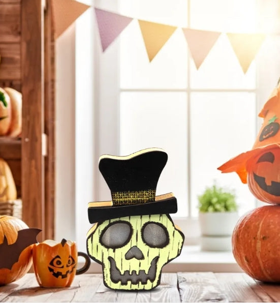 Halloween wooden LED lamp size and construction detail