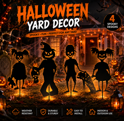 Halloween garden silhouette stakes lifestyle display