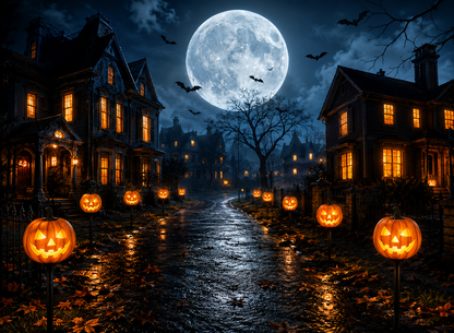 Close-up of solar pumpkin pathway light with dusk-to-dawn sensor