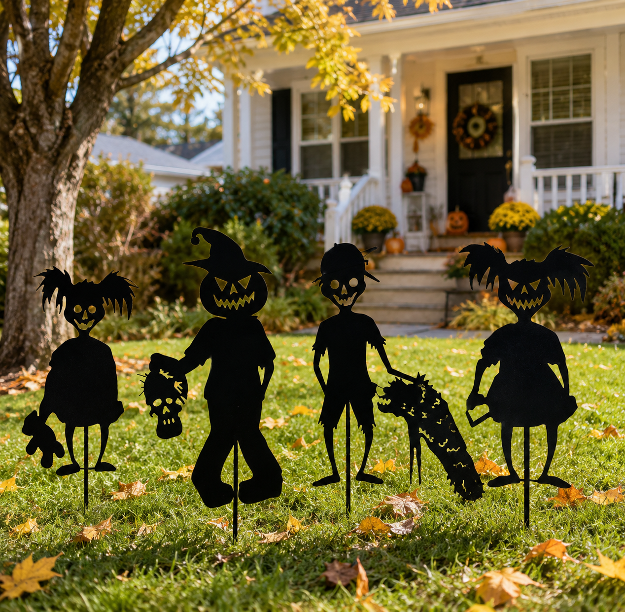 Halloween garden silhouette stakes – all four spooky designs